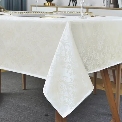 Rechteckige Tischdecke, Damast-Jacquard, 132x132 cm, elfenbeinfarben