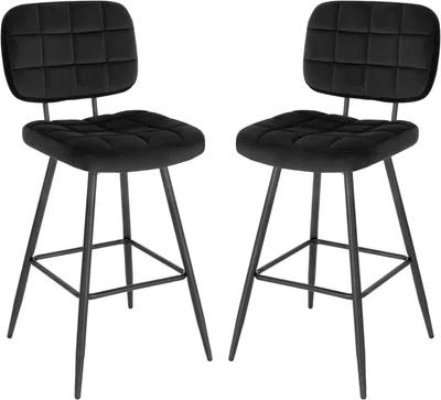 Produktbild von EUGAD 2er Set Barhocker, gut gepolstert, aus Samt Metall, Schwarz