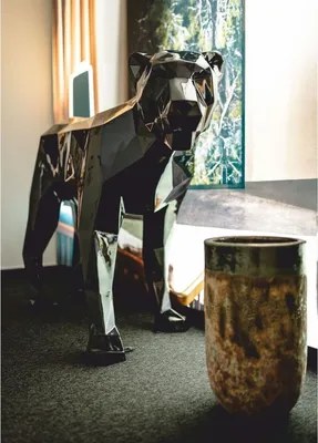 Abstrakte Deko Skulptur Figur Puma Katze Schwarz