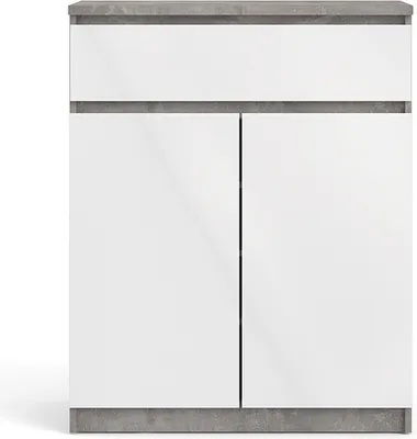 Produktbild von Nada Sideboard 2 Türen und 1 Schublade, beton Nachbildung,weiss hochglanz.