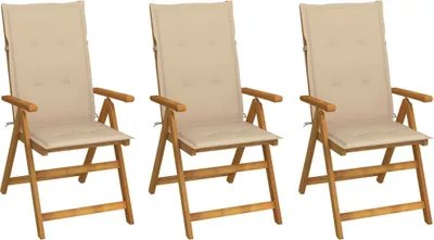 Produktbild von Klappbare Gartenstühle 3 Stk. mit Auflagen Massivholz Akazie