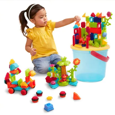 Image de Bristle Blocks : Klocki "Jeżyki" - Jungle. 128 éléments pour enfants, dès 2 ans
