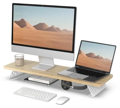 Obrázek produktu pro Omgoods - Stojan na monitor - Velký stojan na počítačový monitor pro 2 monitory