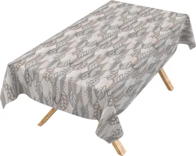 Produktbild von Tischdecke 3.0 abstrakt Palmblätter Grau-Beige 120x140cm Schnittkante Wachstuch abwaschbar
