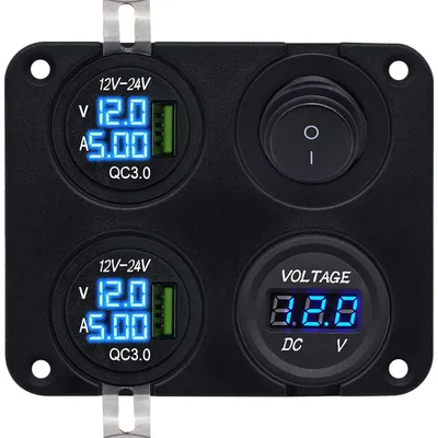 Produktbild von ProRide 12V USB-Autolader 2 Anschlüsse mit Voltmeter & Schalter
