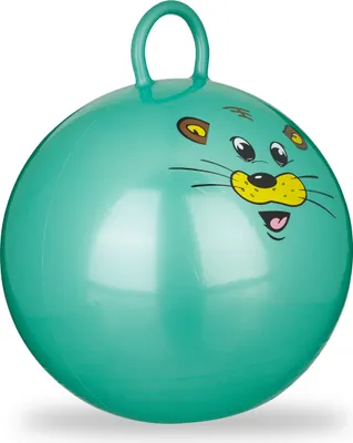 Produktbild von 10x Hüpfball Kinder, Maus, mit Griff, für Drinnen und Draußen, mit Tier-Motiv, Weich, 45 cm Durchmesser, Grün