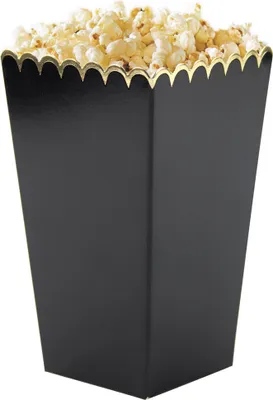 Immagine prodotto di 8 scatole per popcorn nero oro 12,5 x 7 cm - taglia unica