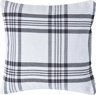 Produktbild von HOMESCAPES Baumwoll-Kissenbezug mit Schottenmuster in Schwarz-Weiß, 60 x 60 cm