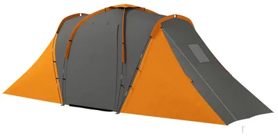 Produktbild von Outsunny Tunnelzelt Campingzelt für 4 Personen mit 2 Schlafzimmern Wohnbereich