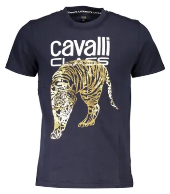 Produktbild von Stylisches Blaues Kurzarm-Herren-T-Shirt mit Rundhals und Logo-Druck