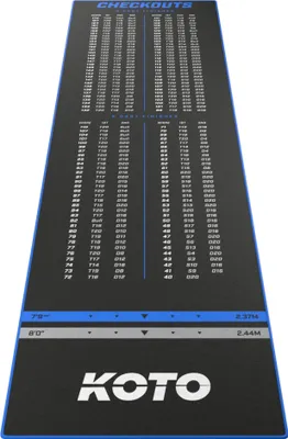 Produktbild von KOTO - Dartteppich Carpet Checkout Blau, 285x80cm Dartmatte, Schutz Bodens & Dartpfeile, Mit Score-Indikation + Oche