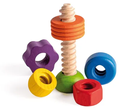 Productafbeelding van Schroefspel Regenboog van hout, leermateriaal voor kinderen, constructiespeelgoed