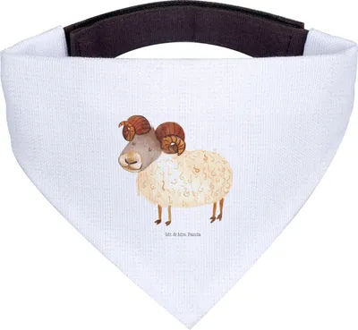 Produktbild von Mr. & Mrs. Panda Halstuch Sternzeichen Widder - Weiß - Geschenk, Geburtstag April, Für Hunde, Bock, Hund, Schafbock, März, Tuch, Hundehalstuch