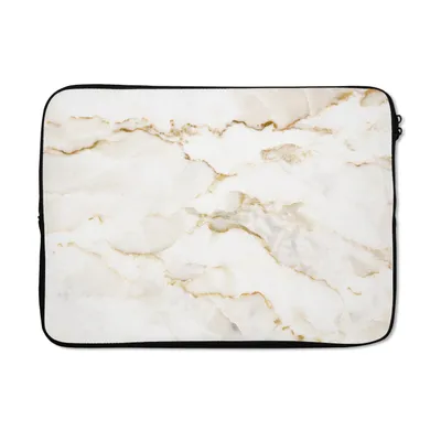 Produktbild von MuchoWow® Laptop Hülle 13 Zoll Marmor - Limette - Gold - Luxus - Marmoroptik - Weiß Laptoptasche - Laptophülle - Sleeve - Rundumschutz - Reisen zubehör
