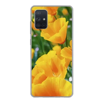 Produktbild von MuchoWow® Handyhülle Schutzhülle Hülle für Samsung Galaxy A51 Blumen - Garten - Orange Silikon Softcase Handy Hülle - Schutzabdeckung