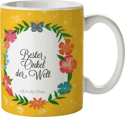 Produktbild von Mr. & Mrs. Panda Tasse Onkel - Geschenk, Mitbringsel, mit Spruch, Nichte, Teebecher, Teetasse, Neffe, Bester, Kaffeebecher, Pott