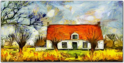 Produktbild von Coloray Bild aus Leinwand 100x50 Leinwand Dekoration - Das Dorf Baumhaus
