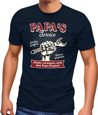 Produktbild von Herren T-Shirt Papa's / Opa's Service 24 Stunden geöffnet Geschenke zum Vatertag Spruch lustig Moonworks® Papa navy XL