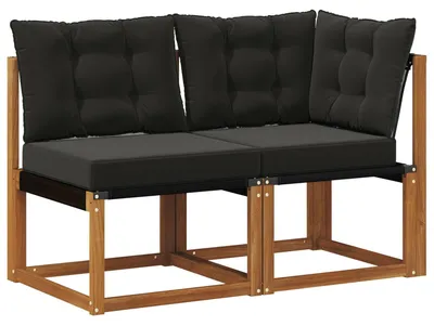 Image de vidaXL Canapé d'angle et canapé moyen d'extérieur avec coussins 2 pièces Nature