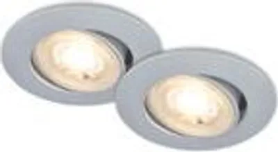 Produktbild von Briloner BESI 2er Set LED Einbaustrahler 230V, Schwenkbar, Warmweiße Lichtfarbe, Chrom-matt, Ø8 x 3,2 cm