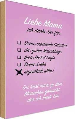 Produktbild von vianmo Holzschild 30x20 cm Liebe Mama ich danke Geschenk