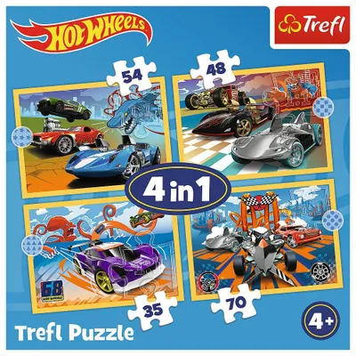 Produktbild von Hot Wheels 4-in-1-Puzzleset für Kinder, lustig und spannend