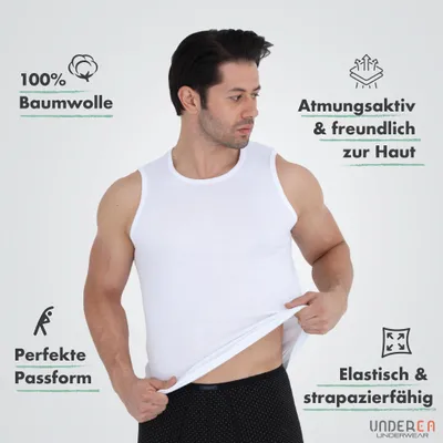 Imagen del producto de Conjunto de 3 camisetas sin mangas para hombre, 100% algodón, color blanco, talla XL, para uso diario