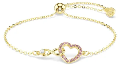 Produktbild von Swarovski Hyperbola Armband, Rundschliff, Pavé, Unendlichzeichen und Herz, Rosa,
