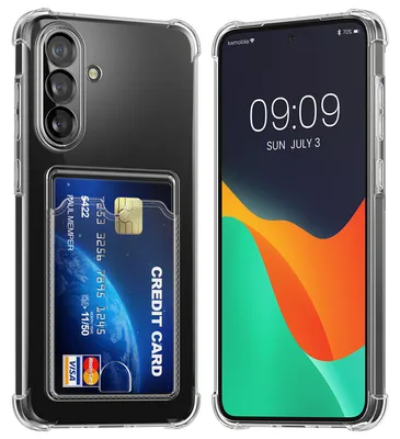 Produktbild von kwmobile Hülle mit Kartenfach kompatibel mit Samsung Galaxy A56 5G - Handyhülle Galaxy A56 5G mit Kartenfach - Soft Case in Transparent