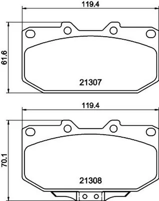 Produktbild von HELLA Bremsbeläge Satz Vorne Bremsklötze für TOYOTA Yaris Schrägheck (P13) 8DB 355 016-791
