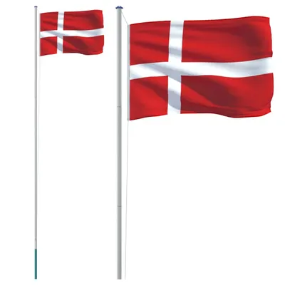 Produktbild von Flagge Dänemarks mit Mast 6,08 m Aluminium