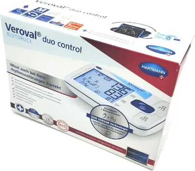 Zdjęcie produktu dla Veroval Duo Control, Przedramię, Automatyczny, Niebieski, Biały, LCD, 2 użyt., AA