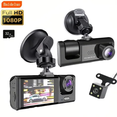 Produktbild von Dual-Dashcam fürs Auto mit Front- und Innenkamera, IR-Nachtsicht und Loop-Aufnahme, ohne Speicherkarte