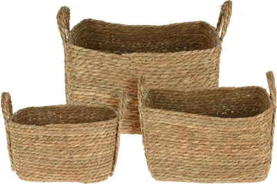 Image de Paniers de rangement avec poignée, en tissu tricoté, en 3 tailles différentes