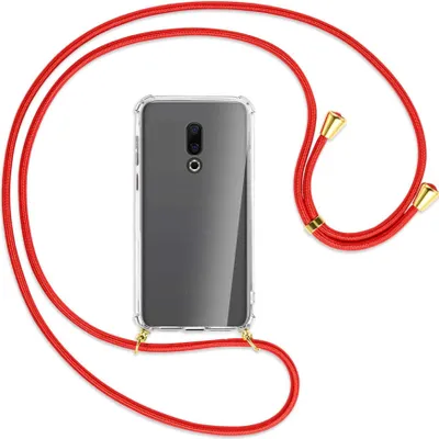 Produktbild von Handykette Backcover-Schutzhülle mit Band (Metall goldfarben) für Meizu 16 (M882Q) - rot