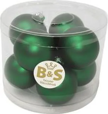 Produktbild von B&S Weihnachtskugeln Baumschmuck | Dunkelgrün matt | 8 Stück | Ø 6 cm | Glas