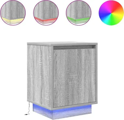 Immagine prodotto di Comodino con Luci LED Grigio Sonoma 38x34x50 cm