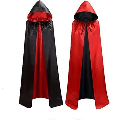Productafbeelding van Lange Omkeerbare Cape met Capuchon voor Volwassenen - Ideaal voor Halloween en Carnaval