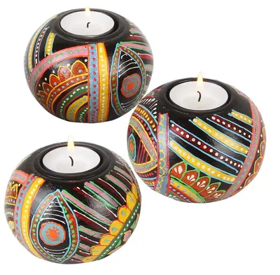 Produktbild von Orientalische handbemalte Teelichthalter Aicha 3er Set
