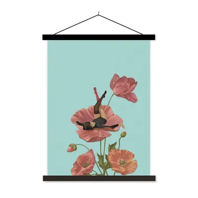 Produktbild von MuchoWow® Textilposter Träume - Vintage - Frauen 60x80 cm mit schwarzem Rahmen - Plakathalter