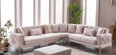 Produktbild von Luxus Ecksofa L form Sofa Polstersofa Stoffsofa Beige Couch Eckgarnitur