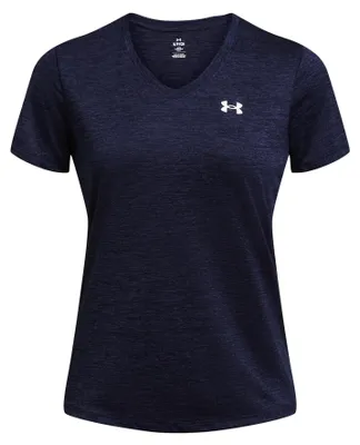 Produktbild von Under Armour Damen Tech Twist Kurzarm V-Ausschnitt T-Shirt, Midnight Navy, XL EU