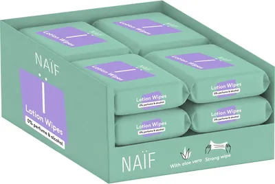 Imagen del producto de Naïf - Toallitas húmedas sin plástico - 432 unidades (8 paquetes de 54 toallitas) - Para bebés y niños - Para el área del pañal - Cuerpo y rostro