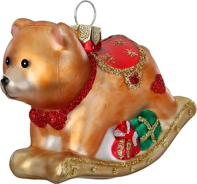 Produktbild von Christbaumschmuck Glas 7,5cm Schaukelbär Figur Braun