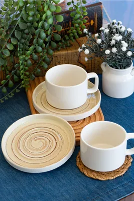 Imagen del producto de Hermia Concept, Juego de tazas de té de alta calidad (4 piezas) - 100% porcelana, 8 cm, 14 cm
