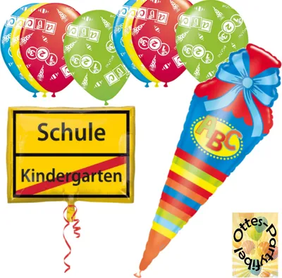 Produktbild von Schulanfang Schuleinführung Dekoration Ballonset 8 Luftballons + 2 Folienballons