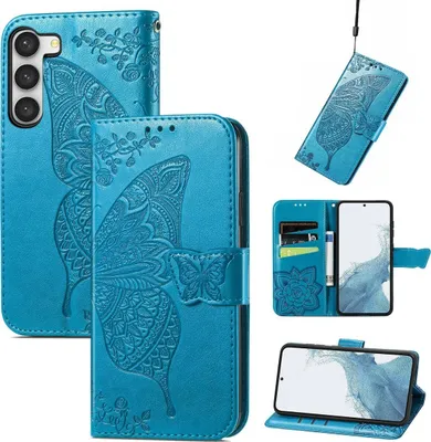 Produktbild von König Design Hülle kompatibel mit Samsung Galaxy S23 Kunstleder Handyhülle - Handy Case Blau