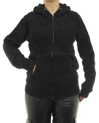 Produktbild von Damen Hoodie warm Fleece Kapuze Reißverschluss Zip Oversize 7177 schwarz L
