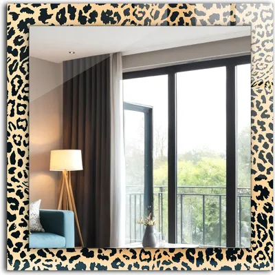 Produktbild von Bedruckter Spiegel - Wandspiegel - Dekorativer - Modern - 60x60 cm - Leopardenmuster
