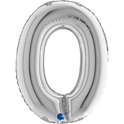 Produktbild von 14"/Ø36cm Mini Zahlen Folienballon | Silber #0